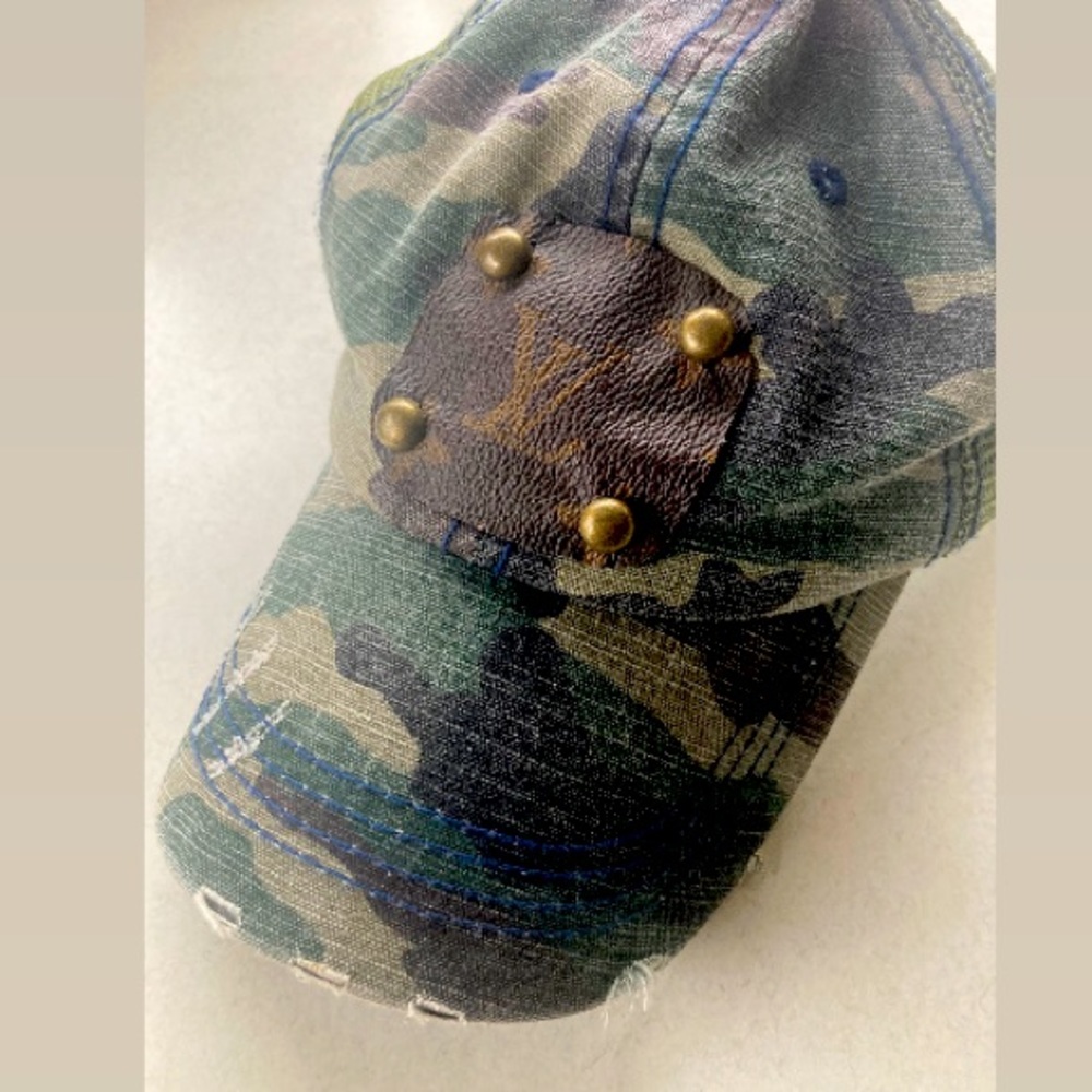 Camo Hat with Louis Vuitton Patch